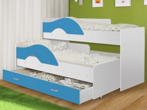 Кровать выкатная Радуга с ящиком 80х160 белая-голубой в Пласте - plast.mebel74.com | фото