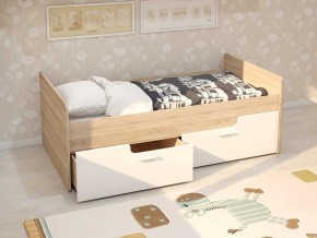 Кровать Умка дуб сонома с белыми ящиками в Пласте - plast.mebel74.com | фото