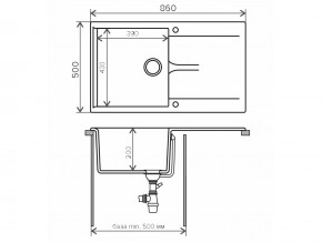 Мойка гранитная Gals-860 Бежевый 27 в Пласте - plast.mebel74.com | фото 2