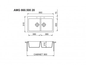 Мойка Longran Amanda AMG 860.500 20 в Пласте - plast.mebel74.com | фото 2