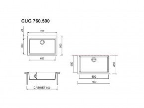 Мойка Longran Cube CUG 760.500 в Пласте - plast.mebel74.com | фото 2