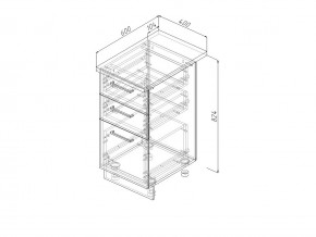 Н3Я 40 Модуль нижний Без Столешницы 3 ящика МН3Я 40 в Пласте - plast.mebel74.com | фото