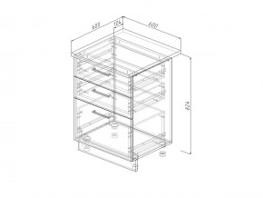 Н3Я 60 Модуль нижний Без Столешницы 3 ящика МН3Я 60 в Пласте - plast.mebel74.com | фото