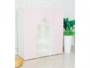 Шкаф-стеллаж Домик с пеналами бело-розовый в Пласте - plast.mebel74.com | фото