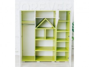 Шкаф-стеллаж Домик с пеналами зеленый-белый в Пласте - plast.mebel74.com | фото 2