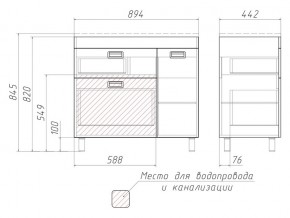 Тумба под умывальник Elen 90 Куб Cube с 2 верхними ящиками В2 в Пласте - plast.mebel74.com | фото 3